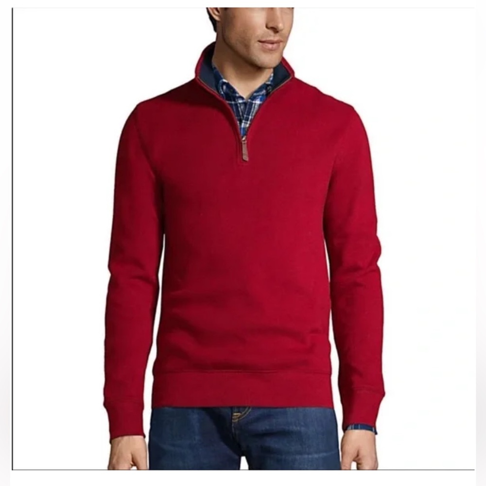 Men’s Red Cotton Quarter Zip Sz S Land End Price Firm!